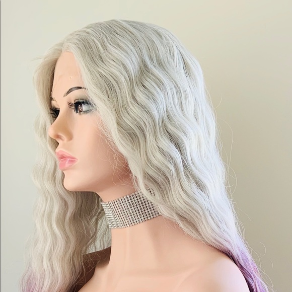 36” White Plum Synthetic Lace Front Wig for Cosplay & Events - Picture 6 of 11